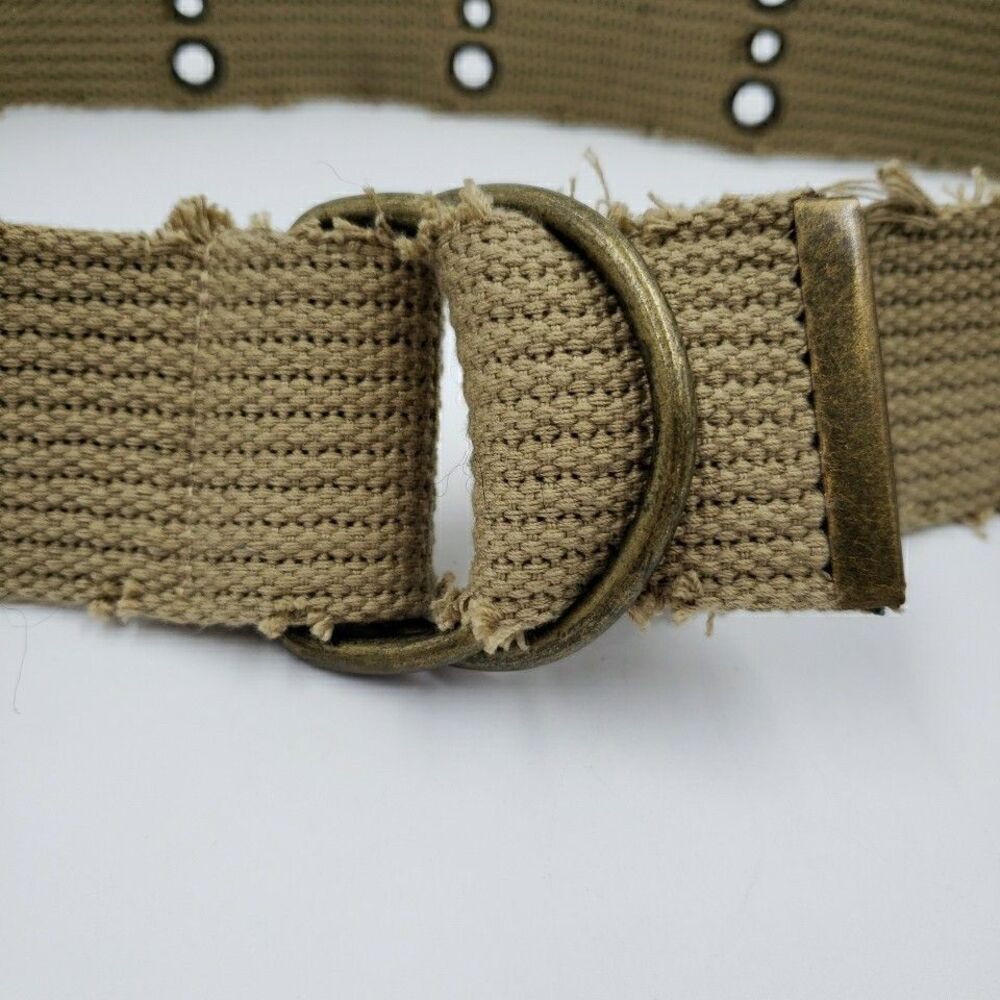 Y2K Mens D-Ring Belt Distressed Grommet Tactical Cargo Military Utility Size M/L - Picture 2 of 10